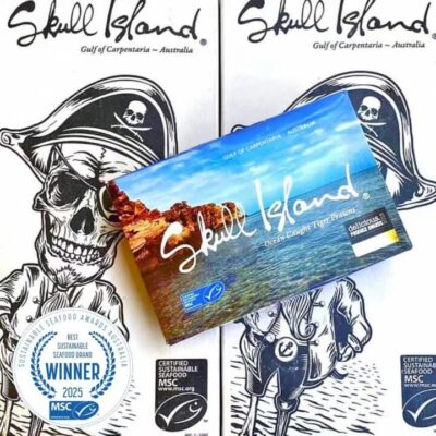 Skull Island Ocean-Caught Tiger Prawns U9/12 Frozen 3kg